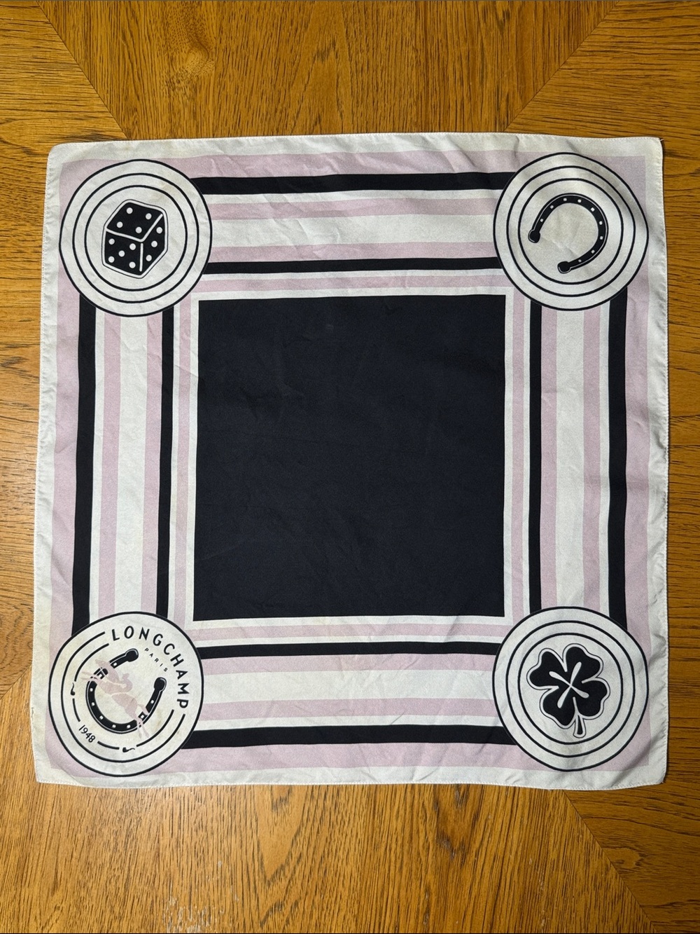 VERY RARE LONGCHAMP LUCKY EDITION SILK SQUARE SCARF